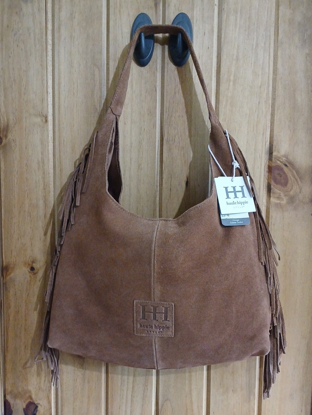 Haute Hippie Style Suede Fringed Shoulder Bag Purse